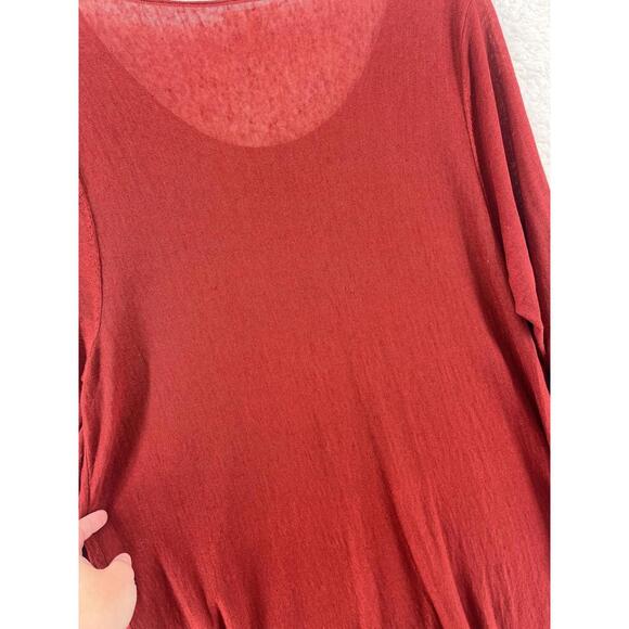 Eileen Fisher Women's Tunic Top Size 1X Red High Low Hem Linen Blend Lightweight - Picture 9 of 9